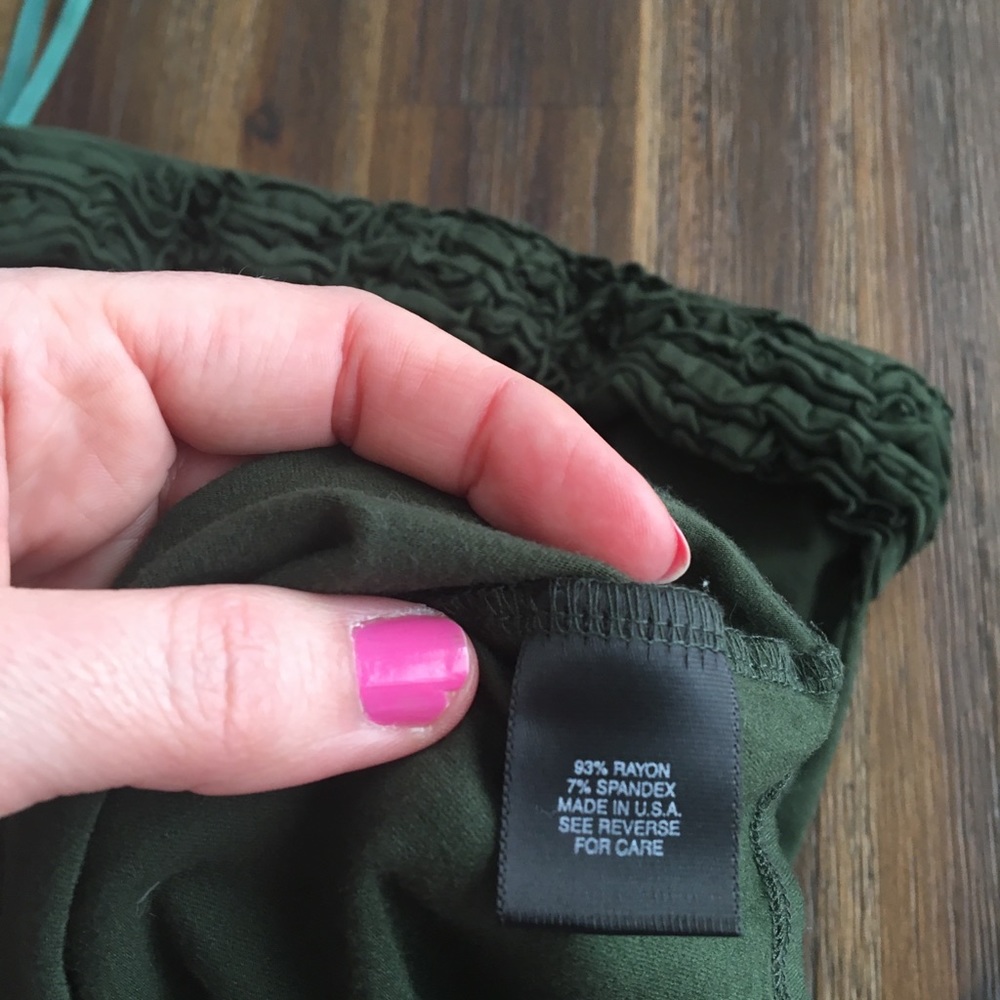 Arden B army green strapless top - Picture 4 of 5